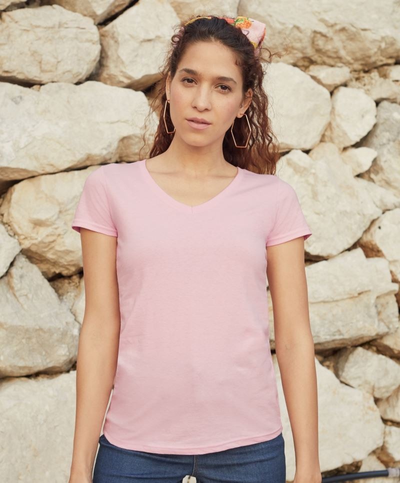 Fruit of the Loom Lady-fit Valueweight V-Neck - V-nyakú női póló